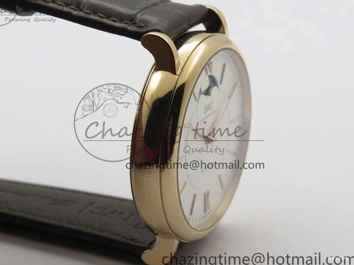 MIROTIME 0415 Stylish Portofino IW459402 RG MKS 1:1 Best Edition White Dial on Brown Leather Strap Miyota 7084